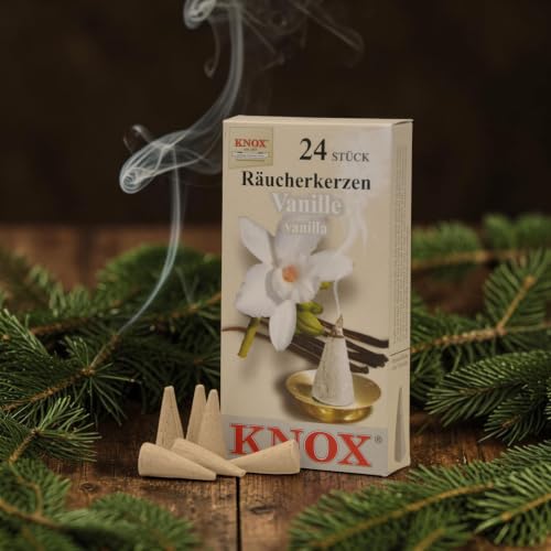 Knox Vanilla Scent Incense Cones - Made in Germany for Christmas, 24 Pack