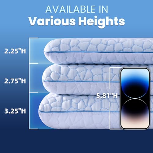 Blue Ultra Thin Flat Pillow 2.25-Inch Support for Stomach & Back Sleep