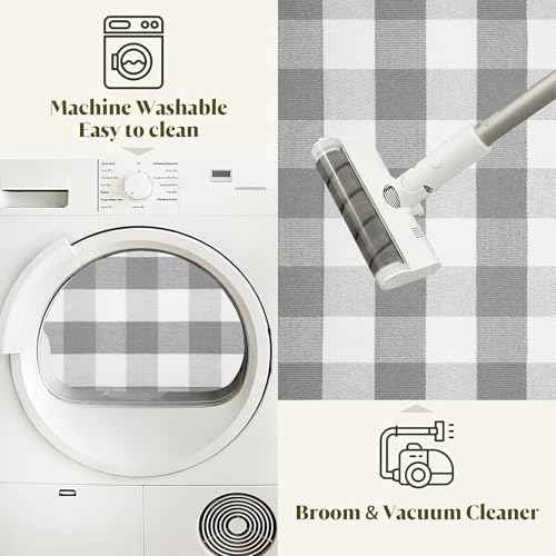 Door Mats Outdoor 24''X35'' Buffalo Plaid Front Porch Rug Cotton Woven Washable Fall Outdoor Rug Small Area Rug for Welcome Door Mat Entryway Dining Room Bedroom Living Room