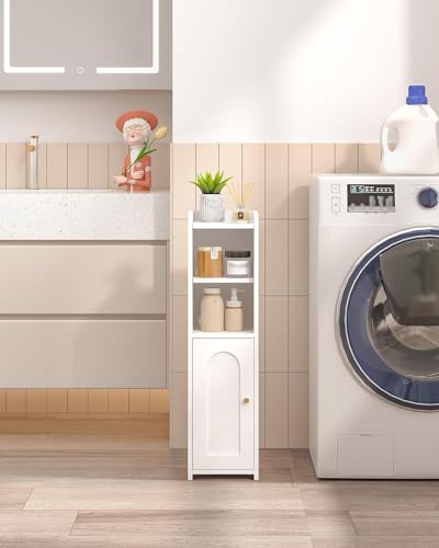 Hzuaneri Narrow Bathroom Storage Cabinet 7.9 x 7.9 x 29.5 Inches White