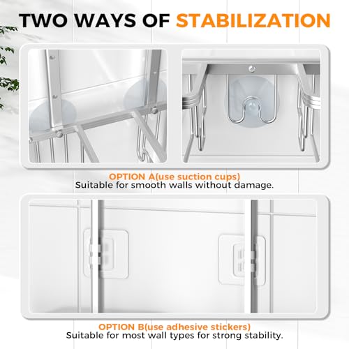 Adjustable Aluminum Shower Caddy Hanging for Handheld Showerhead - Silver, 22.4-26.4 inches