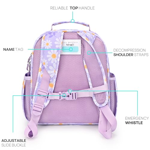 Kids Backpack for Girls Daisy Purple 15" Insulated Bookbag Kindergarten & Elementary School