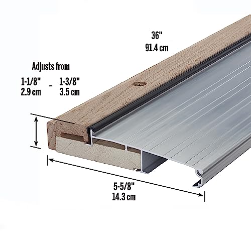 M-D Building Adjustable Aluminum & Hardwood Threshold - Silver, 5 5/8 x 36 in.