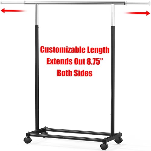 Simple Houseware Black Garment Clothing Rack with Extensible Rod