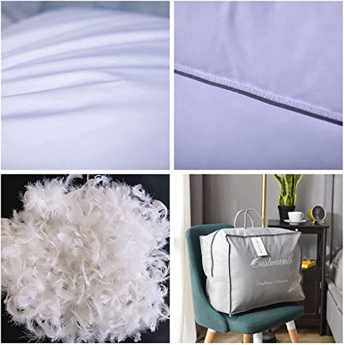 Eastwarmth Set of 2 Cooling Goose Feather Down Pillows - Standard 20x26in, White Gussted Cover, Back & Side Sleepers