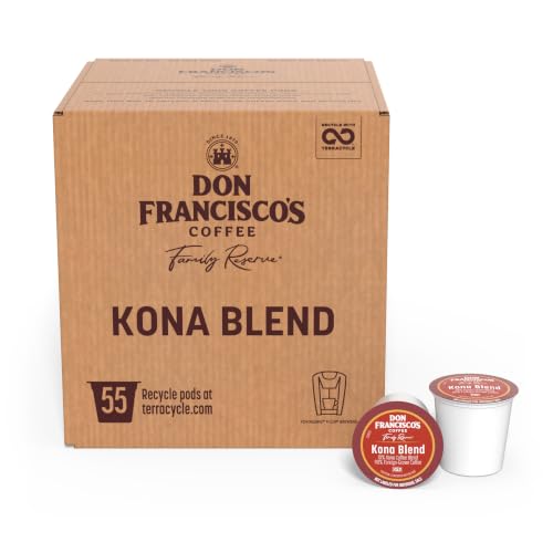Kona Blend Coffee Pods - Medium Roast, 55 Count - Single Serve Compatible with Keurig - Flavored Arabica Blend