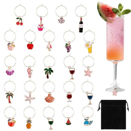 Wine Glass Charms Wine Charms for Stem Glasses Glass Markers Identifiers Tags for Christmas Tasting Party Favors Decorations
