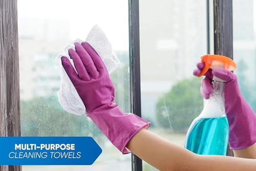 White Cotton Terry Cleaning Cloths Pack of 250 - 12x12 Inches, Multipurpose Towels
