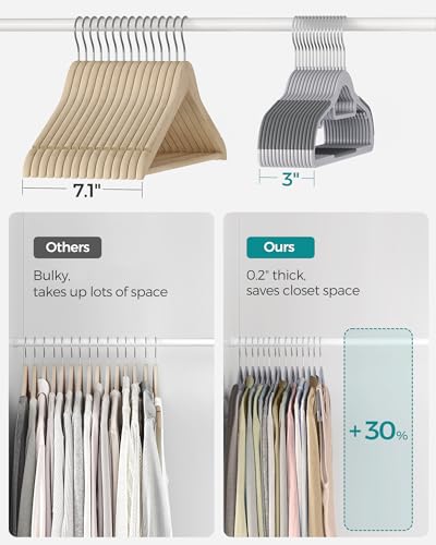 Space-Saving Plastic Coat Hangers Pack of 50 - Light Gray & Dark Gray