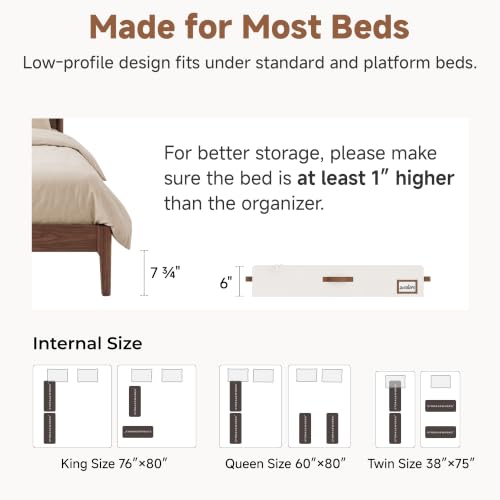 Under Bed Storage Containers with Clear Lid - Ivory White, 33 x 17 x 6 Inches