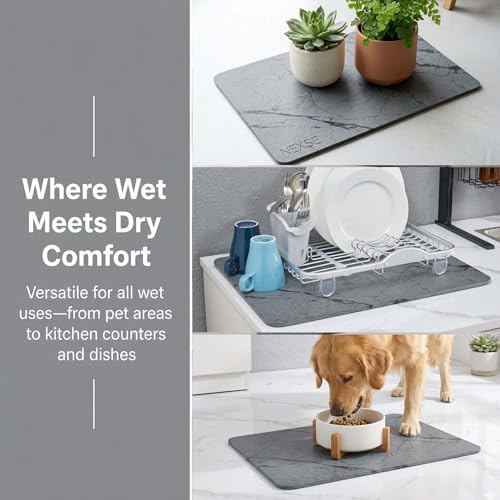 Gray Extra Large Diatomaceous Earth Bath Mat 32x20 Inch Non-Slip Absorbent Shower Mat