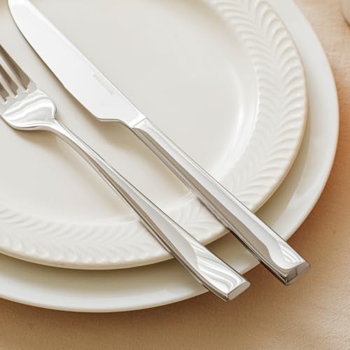 60-Piece Silver Flatware Set for 12 - Mirror Finish Stainless Steel Cutlery
