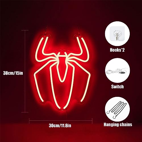 Spider Anime Neon Sign - Wall Night Light with Adjustable Brightness - Red Spider Lamp & Decor