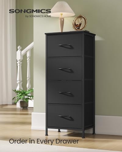Tall Fabric Dresser with 4 Drawers - Ink Black & Ebony Black, 37.5 Inch