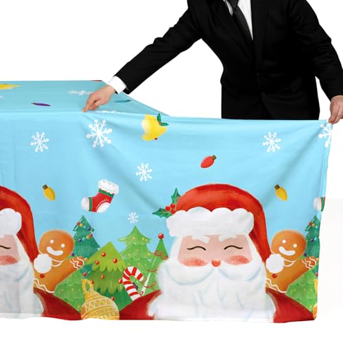 Gatherfun 2-Pack Christmas Santa Disposable Tablecloths 54x108" for Merry Christmas Party Decorations