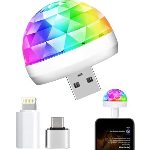 Mini Disco Lights, Sound Activated Disco Ball Party Lights, Applicable to USB Interface and Phones - RGB Light Effect Units for Home Disco, Kids Birthday, Christmas Party etc.