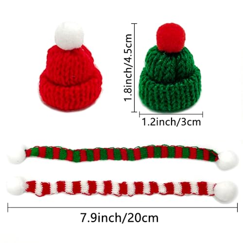 Mini Santa Hat and Scarf Ornaments 48pc Set for Christmas Crafts & Tree Decor