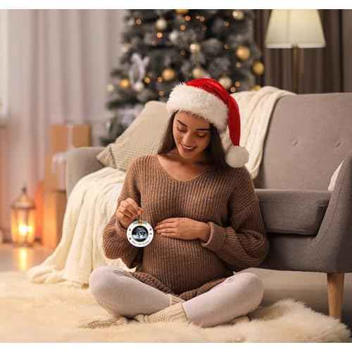 2025 Bump's First Christmas Ornament Sonogram Picture Frame Christmas Ornament Baby Gifts Ultrasound Photo Frame Ornament Pregnancy Announcement Keepsake for Expecting Parents Grandparents
