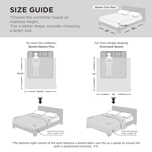 Bedsure Queen Comforter Duvet Insert - Quilted, Black/Grey, All-Season