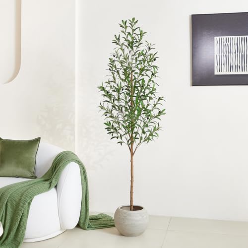 6ft Artificial Olive Tree with Real Wood Trunk - Indoor Faux Plant Decor