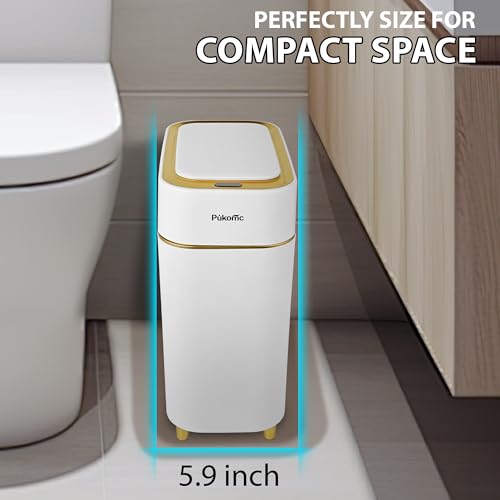 Pukomc 2.3 Gallon Automatic Sensor Trash Can - Space-Saving Compact Design