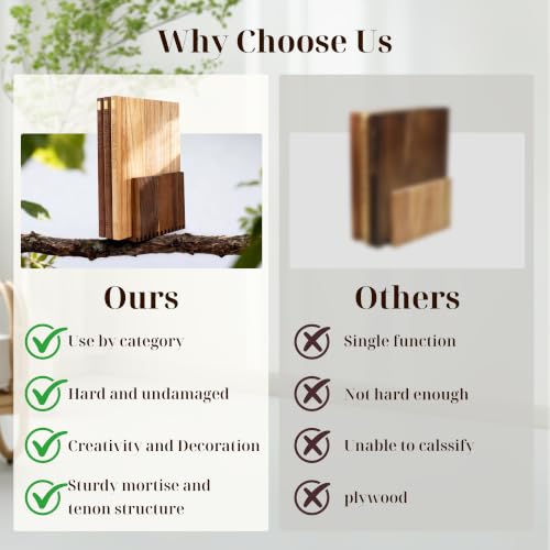 Wnfou Natural Wood Book-Shaped Cutting Board Set with Stand - Home Kitchen Decor