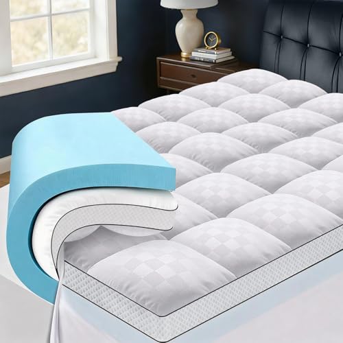 Easthome King Size Dual Layer 4-Inch Memory Foam Mattress Topper - White