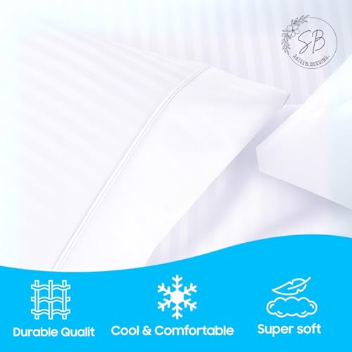 Hospital Bed Sheet Set 3 Piece Egyptian Cotton 400 Thread Count White Stripe Variation of THIS listing