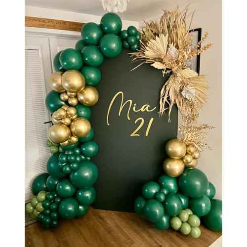 Green Balloon Arch Kit, 125Pcs Emerald Hunter Dark Green Latex Balloon Garland kit, 18 12 10 5 Inch Different Size Balloons for Anniversary Birthday Jungle Theme Christmas Party Decorations