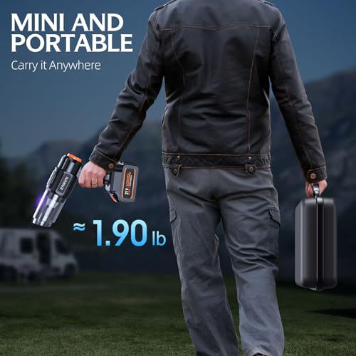 Portable Cordless Car Vacuum Cleaner with 50,000Pa Suction & Dual Batteries