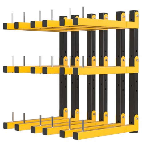 Yellow 6-Pack Wall Mount Lumber Storage Racks 9-Tier Heavy Duty Shelves 1080 lbs Capacity
