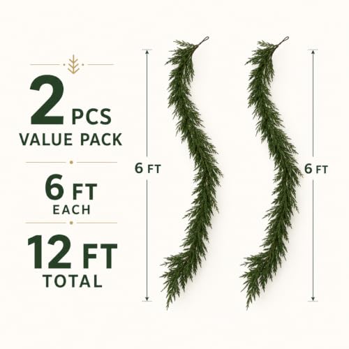 6FT Norfolk Pine Garland for Christmas Decorations Indoor Outdoor