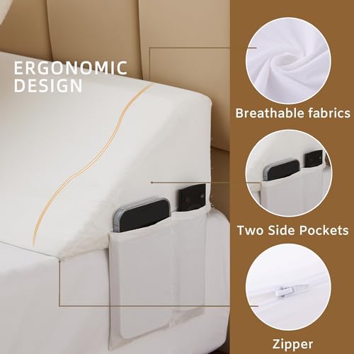 Bedluxe King Bed Wedge Pillow for Headboard 76x10x6 Inches, White, Fill the 0-7 Inch Gap