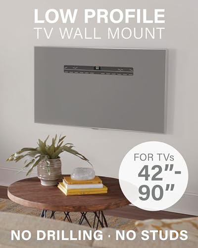Large No Stud TV Wall Mount for 42-90-Inch Screens Up to 135lbs Low Profile