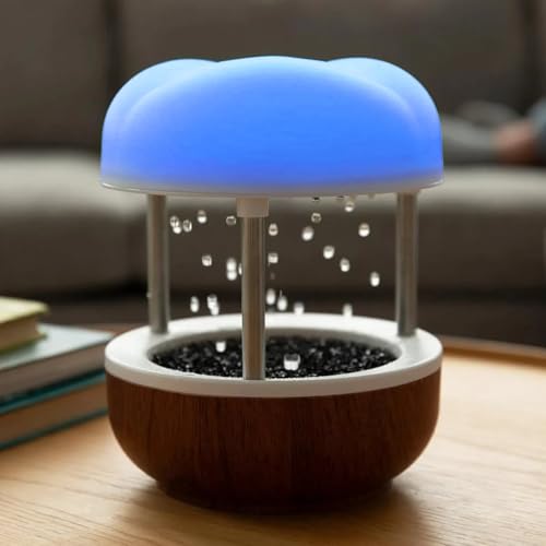 Mindsight Calming Cloud Water Fountain with Woodgrain Finish | Zen Desk Decor for Stress Relief & Focus