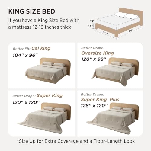 Bedsure Oversized King Comforter Set - Prewashed Beige 120x98 Inches - 3 Piece Bedding