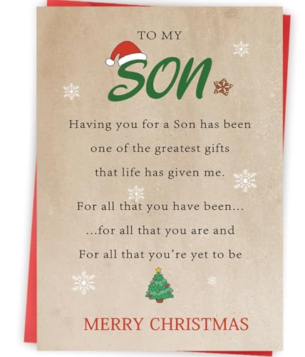 ZY250 Funny Christmas Card for Son from Dad or Mom – Premium 8x5.3" Card