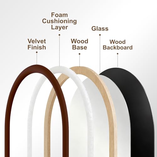 Full Length Arched Floor Mirror 55x20 Brown Velvet Frame Standing or Hanging