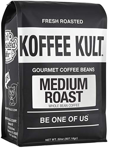 Koffee Kult Medium Roast Whole Coffee Beans - 32oz Pack of 1, Smooth & Flavorful Gourmet Coffee