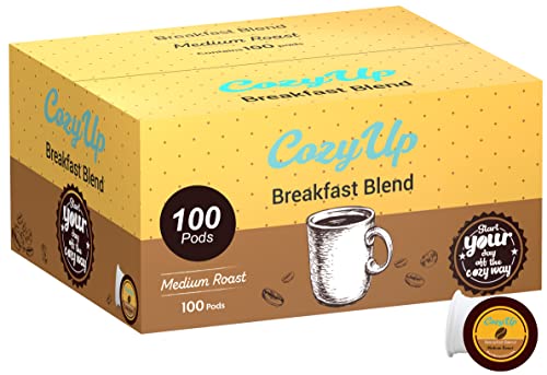 Cozy Up Breakfast Blend Medium Roast Coffee Pods - 100 Count, Single Serve, Extra Bold, Compatible with Keurig