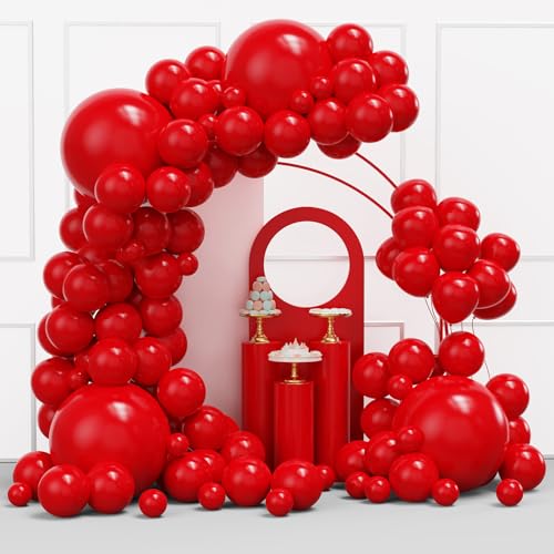 Red Balloons Garland Arch kit, 114pcs Red Latex Balloon with Different Sizes for Birthday, Graduation, Valentines, Christmas, Wedding Party Decorations
