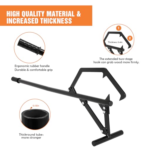 50.8-Inch Adjustable Log Roller Cant Hook for Lumber Logging Wood Handling