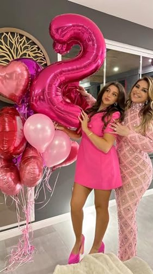 Hot Pink Number 28 Balloons 40 inch, 28 Number Balloons, 28th Birthday Decorations, 28 Year Old Women Hot Pink Party Supplies