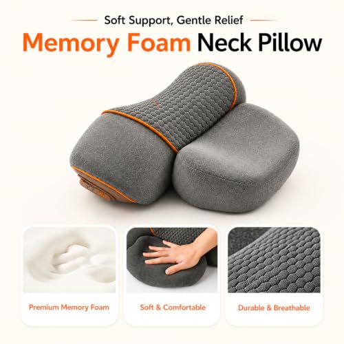 Cordless Neck Massager Pillow with Heat, Vibration & Airbag Traction