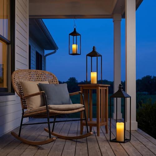 Black Outdoor & Indoor Floor Lanterns Set of 3 - Tall Metal Candle Holders - Variation of THIS listing