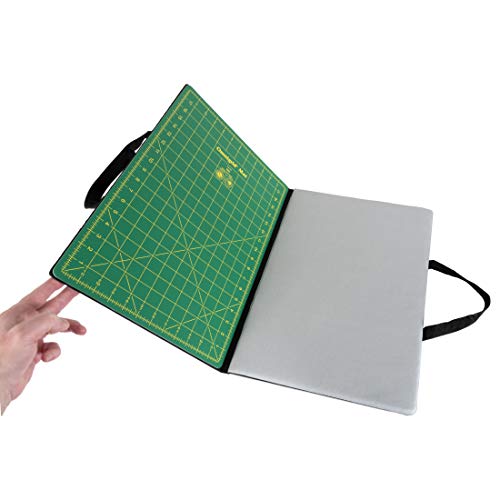 Foldaway Cutting and Pressing Station with 12x18 Inch Gridded Mat & Non-Stick Surface - Black - Variation of 19"L x 0.8"W