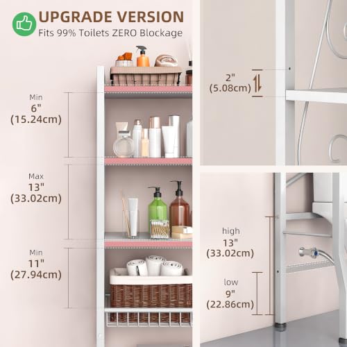 Axdtvoz White Over Toilet Storage Rack 4-Tier Bathroom Organizer Shelf