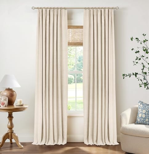 INOVADAY Cream Blackout Curtains - 50"W x 84"L Set of 2 for Bedroom & Living Room