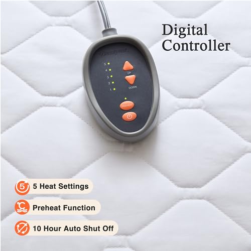 Twin XL Heated Mattress Pad with Secure Comfort Technology & 5 Heat Settings