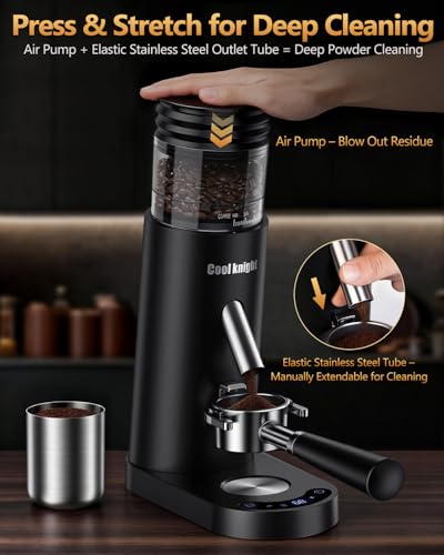 Rechargeable Conical Burr Coffee Grinder Black - 60 Grind Settings & Timer